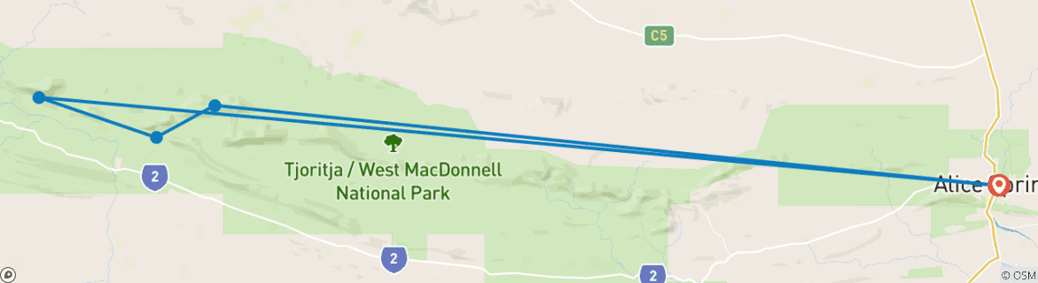 Image d'une carte montrant l'itinéraire du circuit