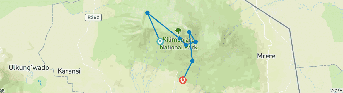 Image d'une carte montrant l'itinéraire du circuit