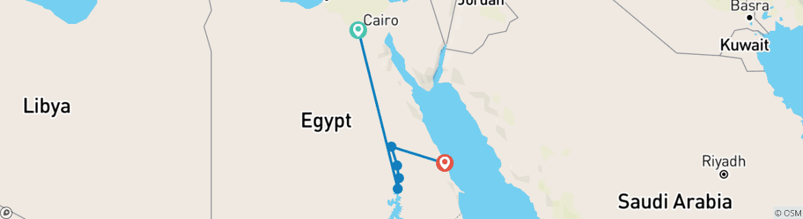 Image d'une carte montrant l'itinéraire du circuit
