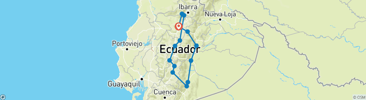 Karte mit der Reiseroute