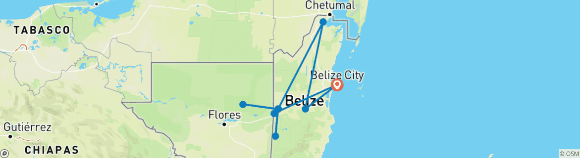 Mapa de Mayatour por Belice y Tikal