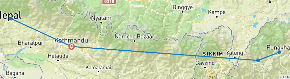 Image d'une carte montrant l'itinéraire du circuit