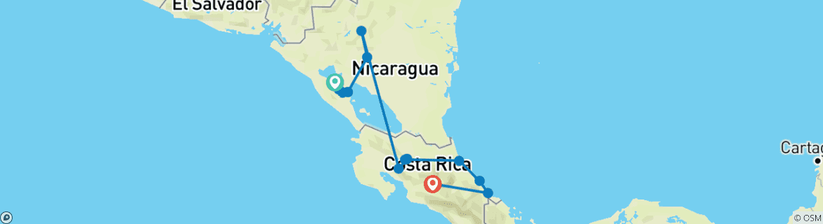 Image d'une carte montrant l'itinéraire du circuit