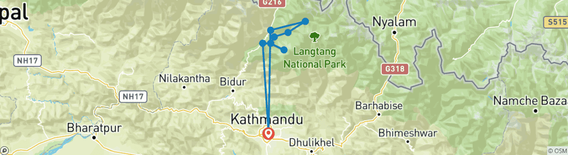 Karte mit der Reiseroute