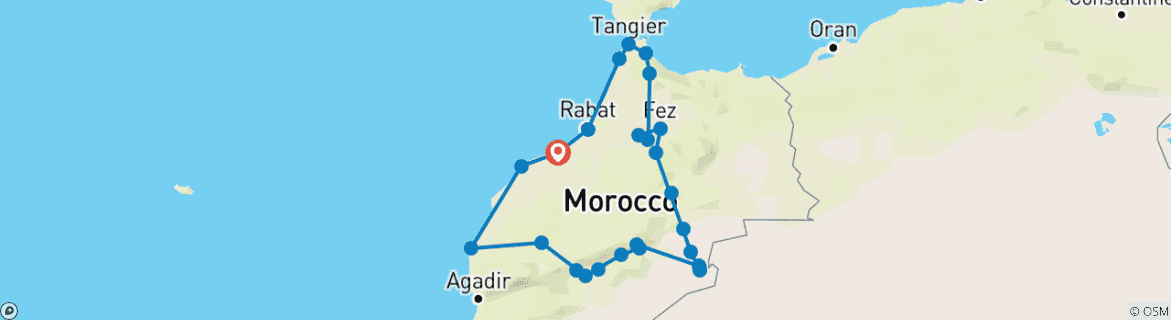 Image d'une carte montrant l'itinéraire du circuit