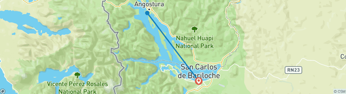 Image d'une carte montrant l'itinéraire du circuit