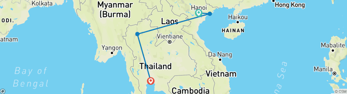 Image d'une carte montrant l'itinéraire du circuit