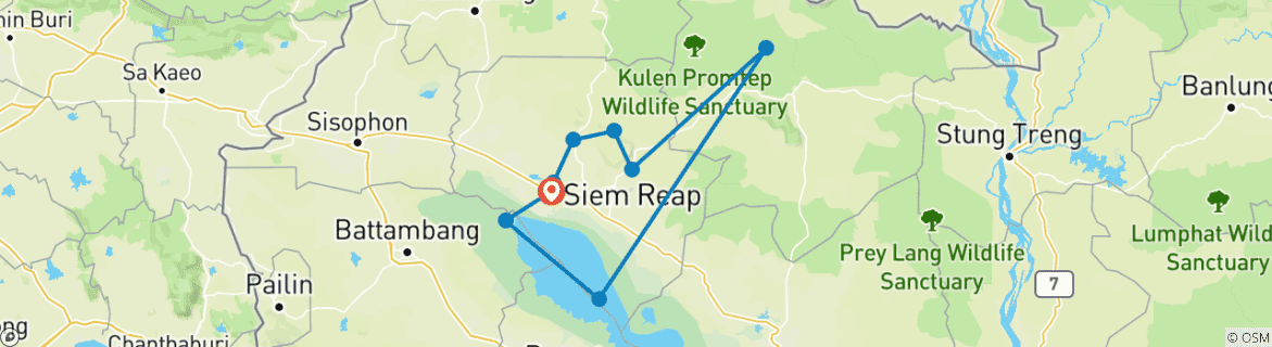 Image d'une carte montrant l'itinéraire du circuit