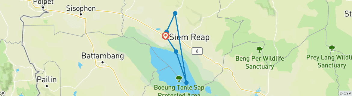 Image d'une carte montrant l'itinéraire du circuit