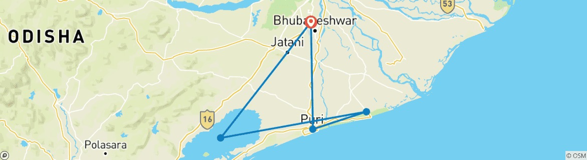 Image d'une carte montrant l'itinéraire du circuit