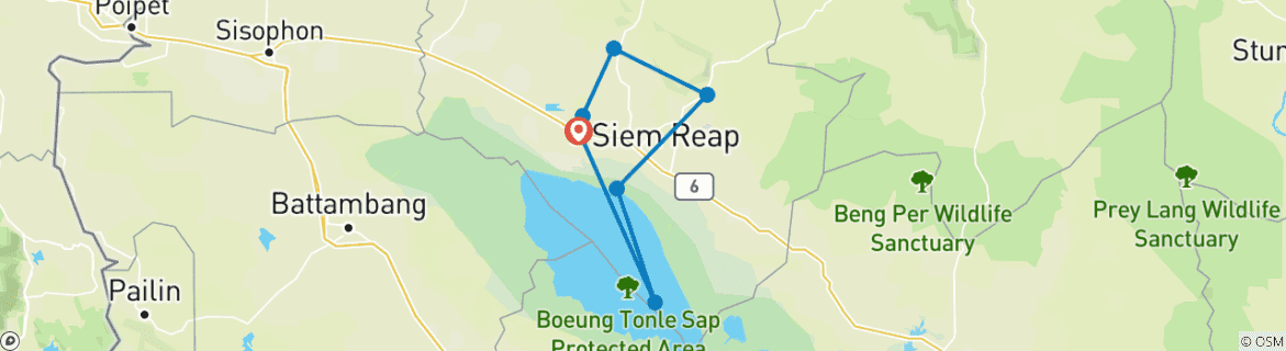 Image d'une carte montrant l'itinéraire du circuit