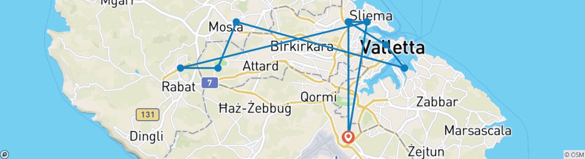 Karte mit der Reiseroute