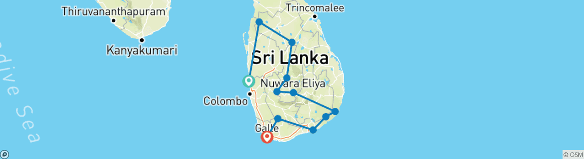 Image d'une carte montrant l'itinéraire du circuit