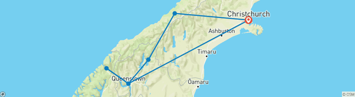 Image d'une carte montrant l'itinéraire du circuit