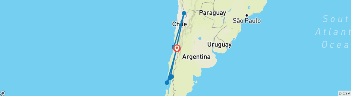 Image d'une carte montrant l'itinéraire du circuit