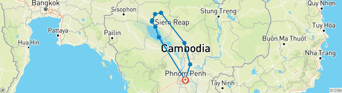 Karte mit der Reiseroute