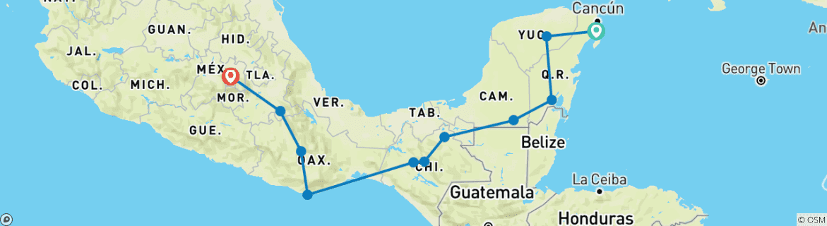Image d'une carte montrant l'itinéraire du circuit