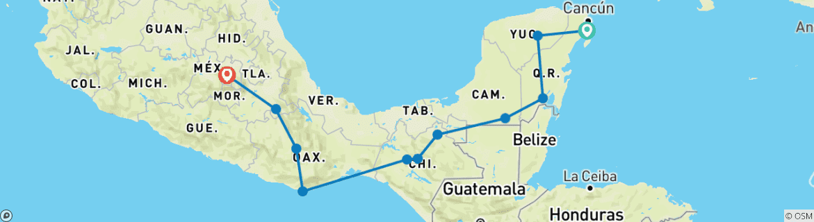 Image d'une carte montrant l'itinéraire du circuit