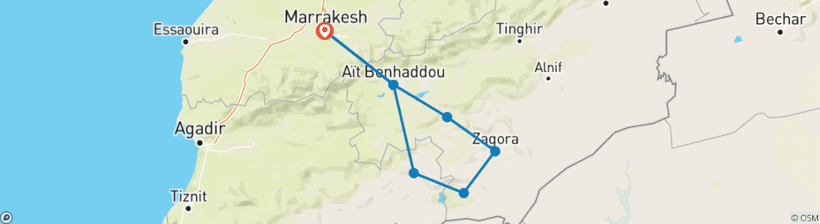 Image d'une carte montrant l'itinéraire du circuit