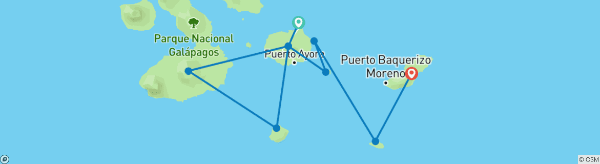 Foto van een kaart met de route van de rondreis