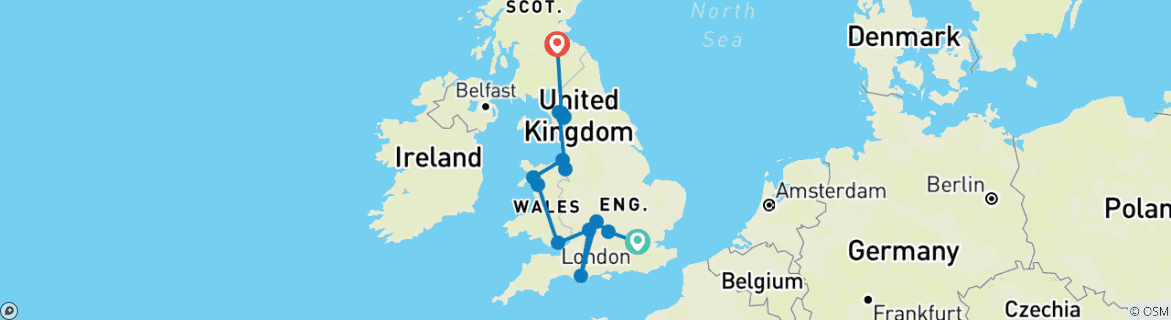 Image d'une carte montrant l'itinéraire du circuit