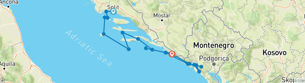 Image d'une carte montrant l'itinéraire du circuit