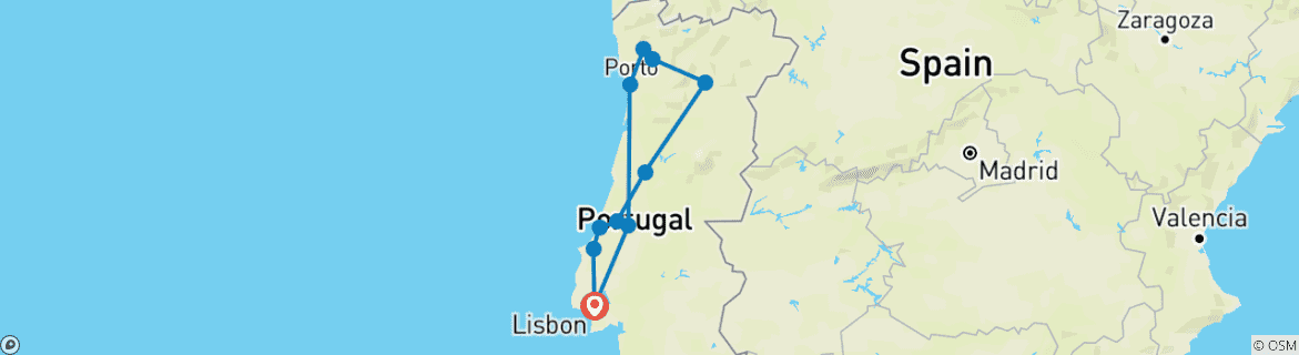 Image d'une carte montrant l'itinéraire du circuit