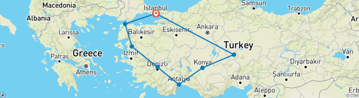 Image d'une carte montrant l'itinéraire du circuit