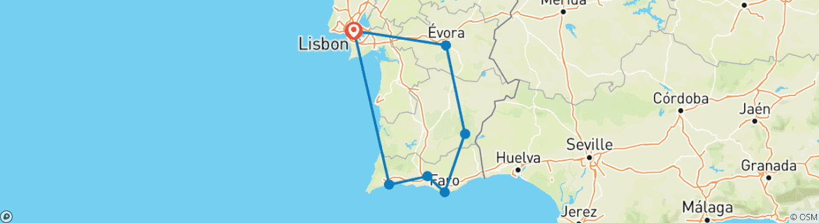 Image d'une carte montrant l'itinéraire du circuit