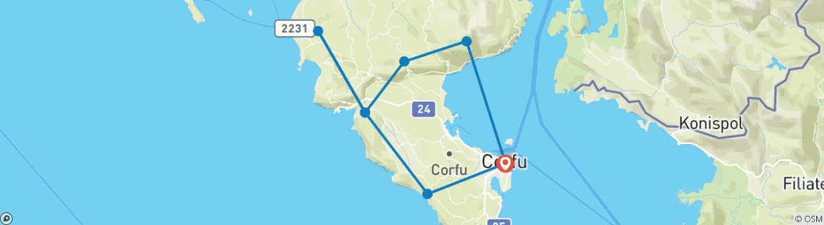 Karte mit der Reiseroute