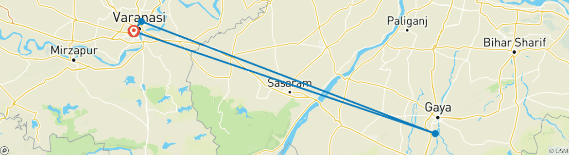 Foto van een kaart met de route van de rondreis