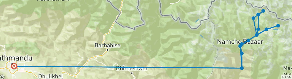 Image d'une carte montrant l'itinéraire du circuit