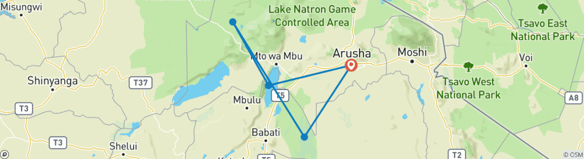 Image d'une carte montrant l'itinéraire du circuit