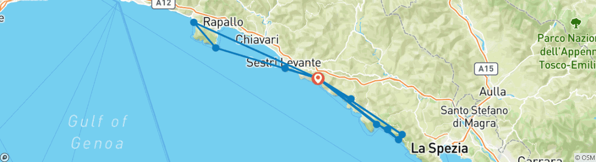 Carte du circuit Cinque Terre pour les célibataires et les personnes voyageant seules (8 jours)