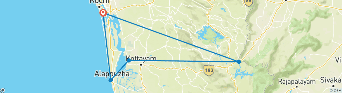 Karte mit der Reiseroute