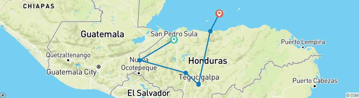 Image d'une carte montrant l'itinéraire du circuit