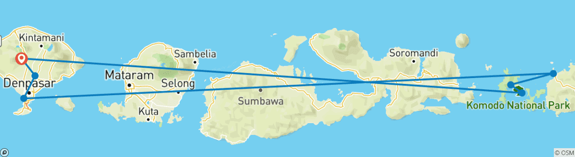 Carte du circuit Escapade à Bali et Komodo