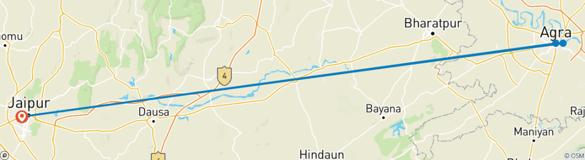 Karte mit der Reiseroute