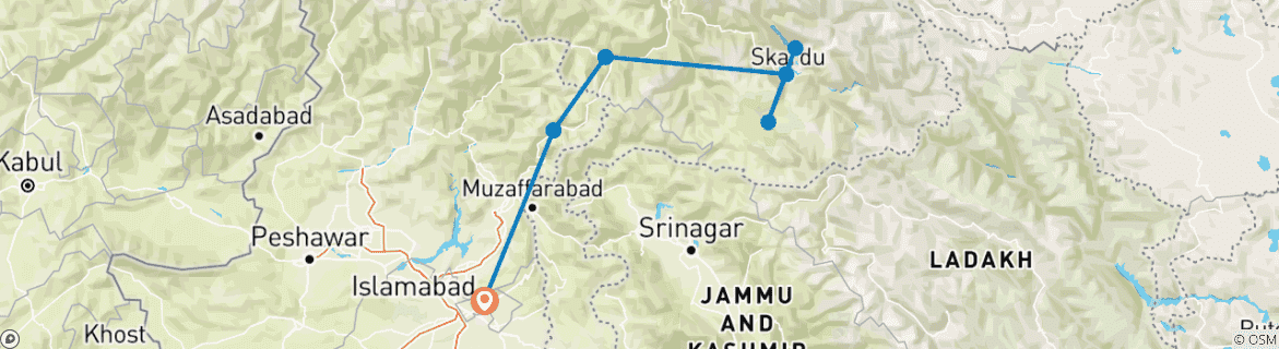 Karte mit der Reiseroute