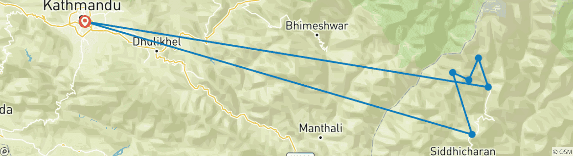 Karte mit der Reiseroute