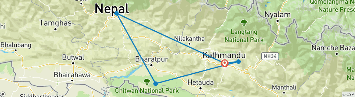 Karte mit der Reiseroute