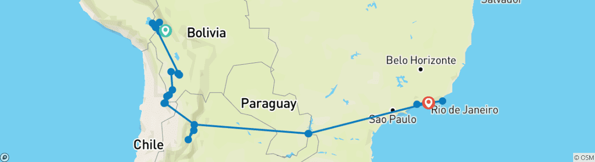 Image d'une carte montrant l'itinéraire du circuit