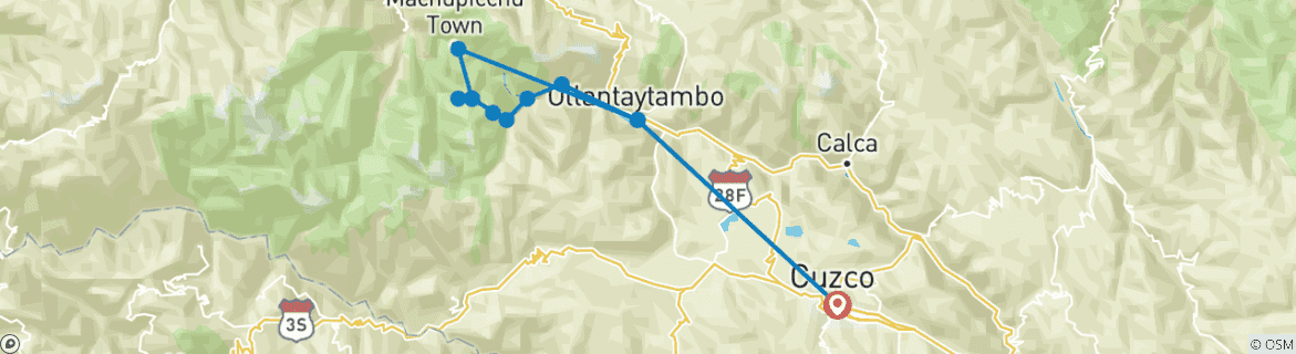 Foto van een kaart met de route van de rondreis