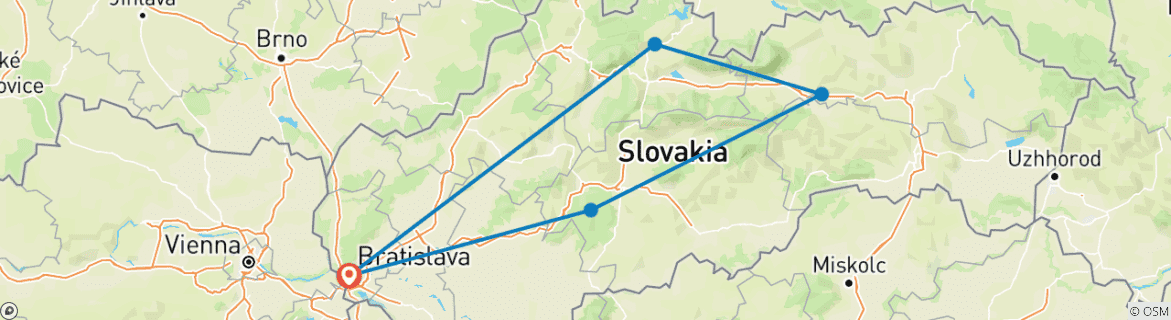 Foto van een kaart met de route van de rondreis