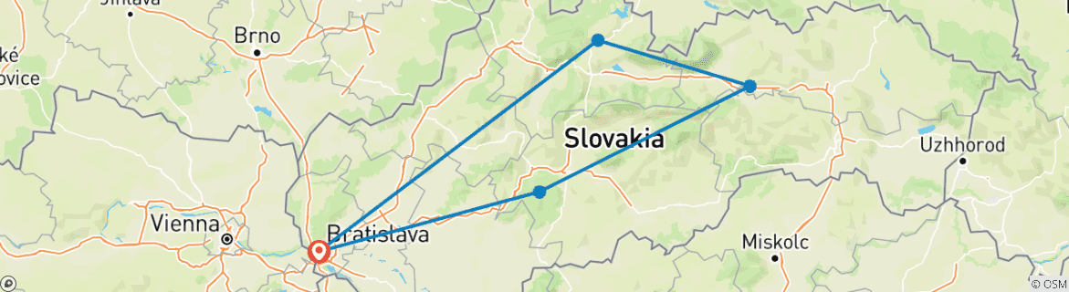 Karte mit der Reiseroute