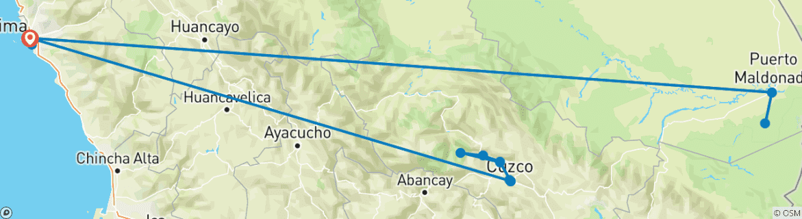 Image d'une carte montrant l'itinéraire du circuit