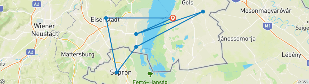 Foto van een kaart met de route van de rondreis