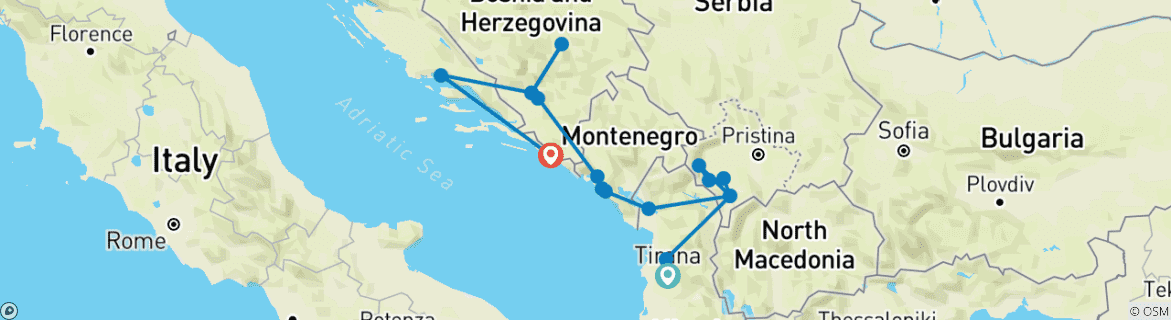 Karte mit der Reiseroute