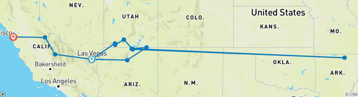 Image d'une carte montrant l'itinéraire du circuit
