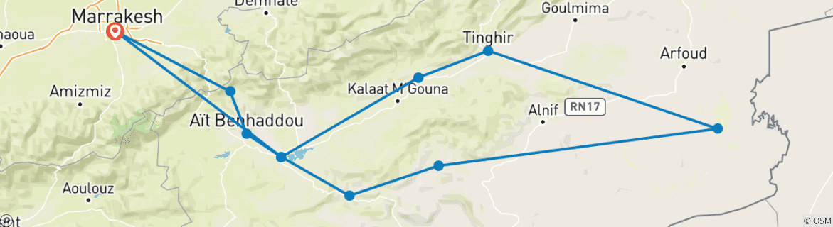 Imagen de un mapa que muestra la ruta del circuito